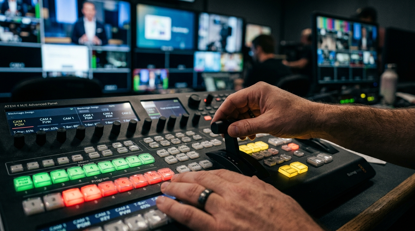 Video Switcher Bedienung während einer Live-Konferenz